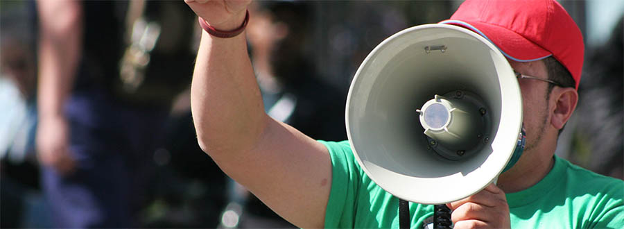 person with bullhorn